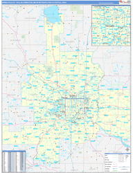 Minneapolis-St. Paul-Bloomington Metro Area Wall Map Basic Style 2024